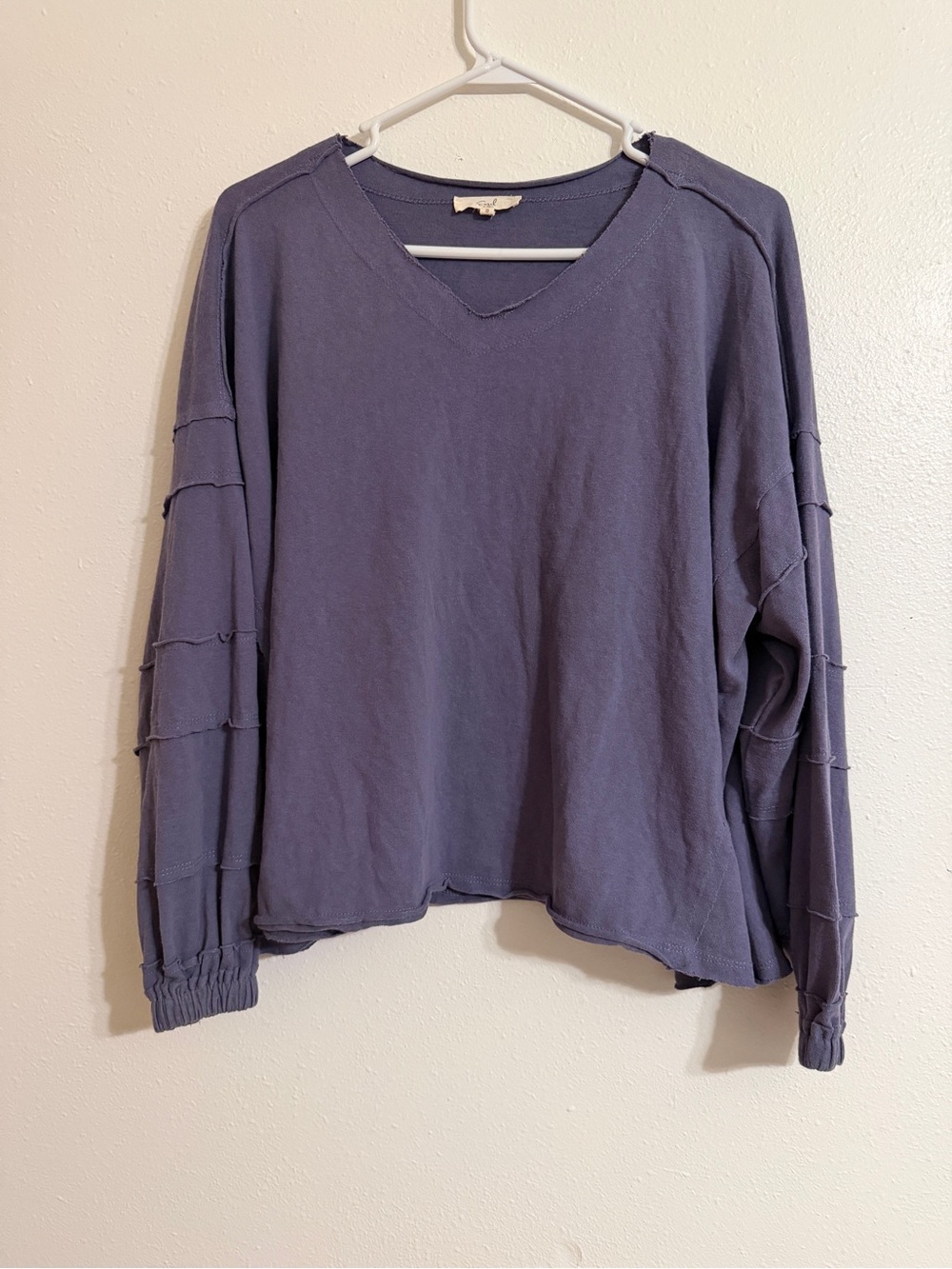 Easel Los Angeles raw hem vneck long sleeve size small